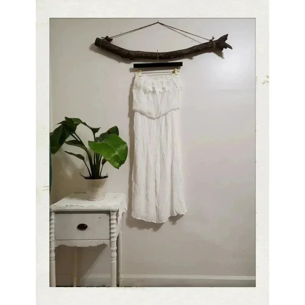 ✨BOGO FREE✨ Floral White Tube Strapless Flowy Jumper Wide Leg Pants Beach Jumper